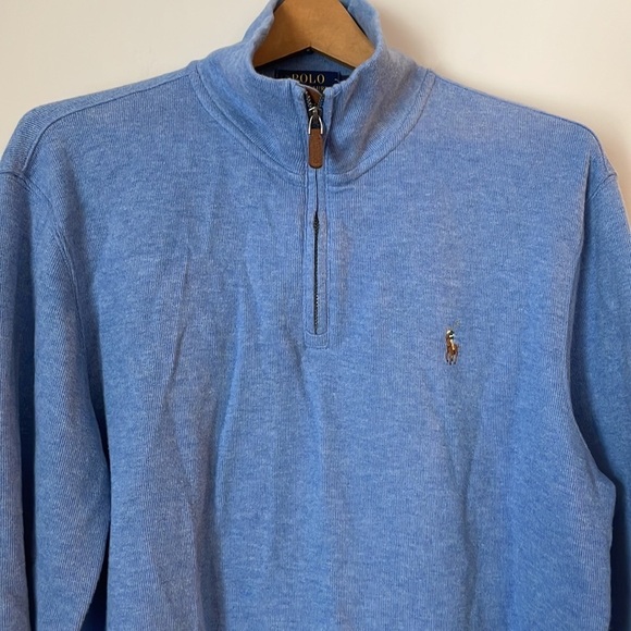 Polo Ralph Lauren Blue Label Men SZ M Pullover Shirt Light Blue Estate Rib - Picture 3 of 10